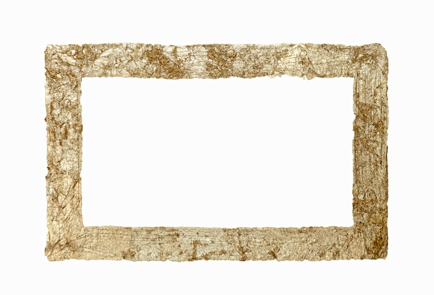 Gold paint stroke with frame on white background