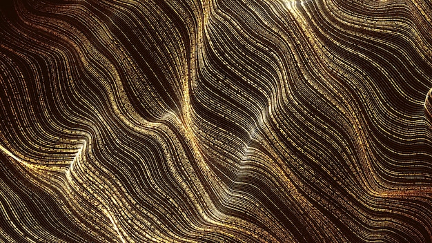 gold particle digital wave flow abstract background