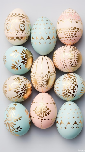 gold and pastel colorful easter egg ai