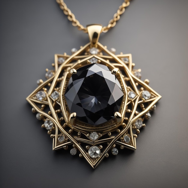 Gold Pendant With Black Diamond