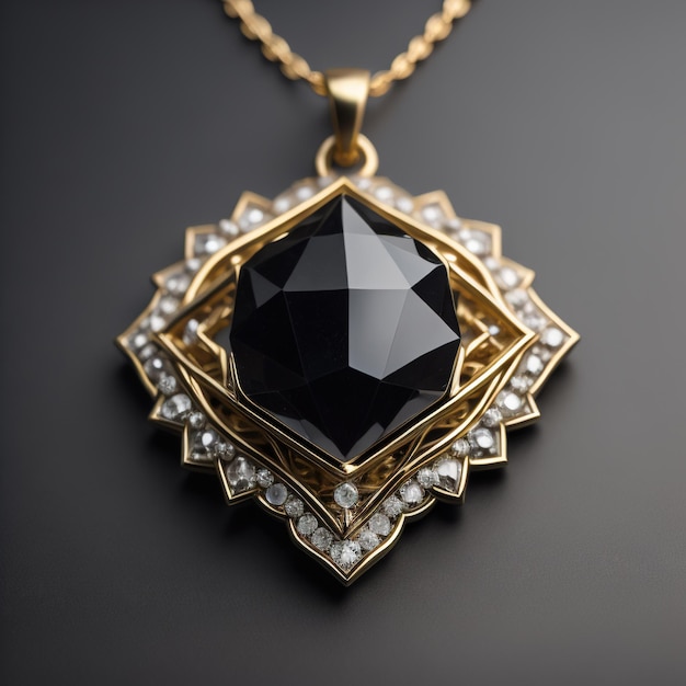 Gold Pendant With Black Diamond