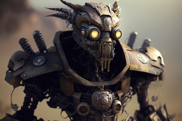 Gold Pharaoh Robot Epic Scifi Portrait with Ornament Details and Dynamic Action Pose