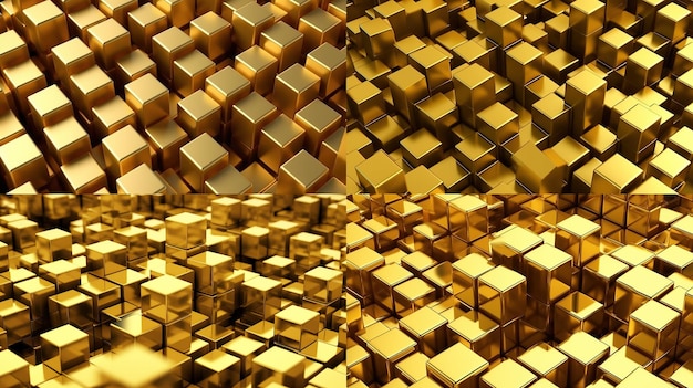 Золотое фото изометрические кубы бесшовный узор 3d рендеринг кубов фонПрофессиональная фотография должна использовать высококачественный генеративный ИИ