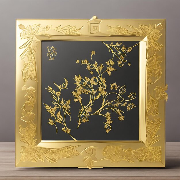 Photo gold picture frame mockup