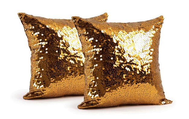 gold pillow with gold glitter on it and a gold pillow