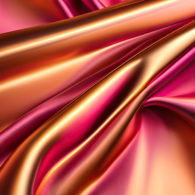 Gold and Pink Gradient Silk Fabric