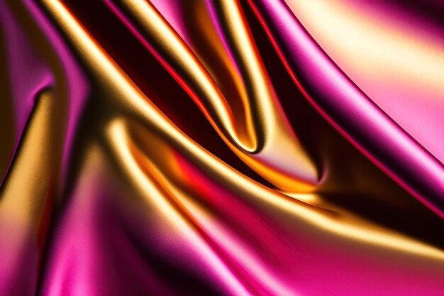 Gold and Pink Gradient Silk Fabric