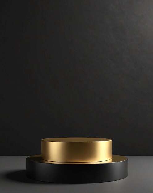 a gold plate on a black surface