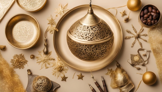 a gold plate with a gold metal object and a gold metal object with a star on it