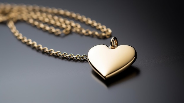 Photo gold plated heart charm necklace generative ai