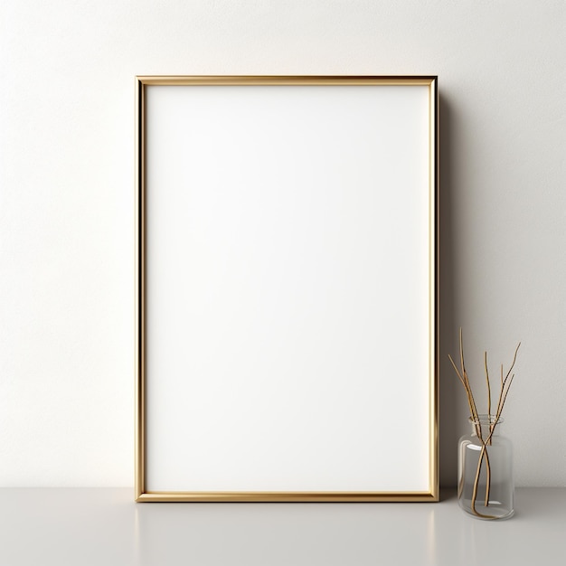 A gold plated mockup frame photorealistic