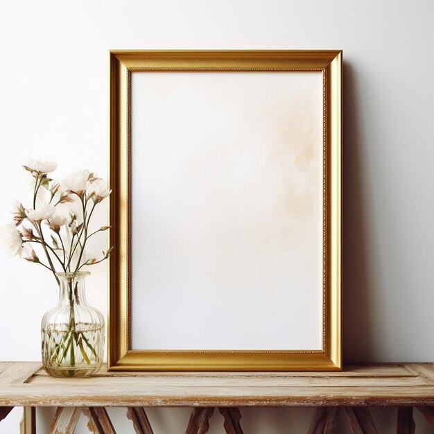 A gold plated mockup frame photorealistic