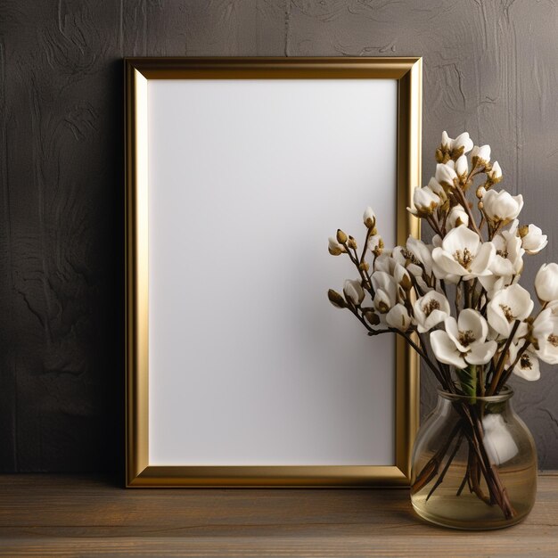 Photo a gold plated mockup frame photorealistic
