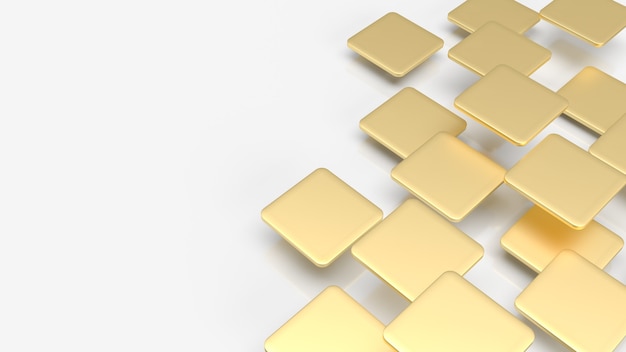 The gold plates fly on white background for abstract background 3d rendering.