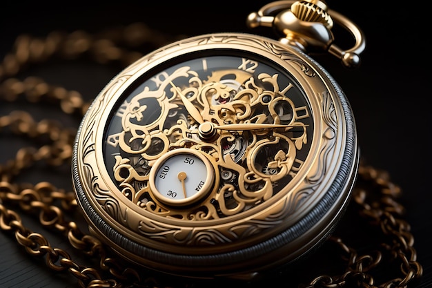 a gold pocket watch with the number 3 on it