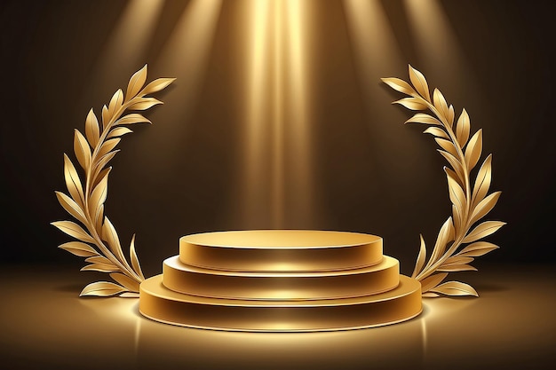 Золотой подиум является победителем или популярным на золотом фоне Векторная иллюстрация