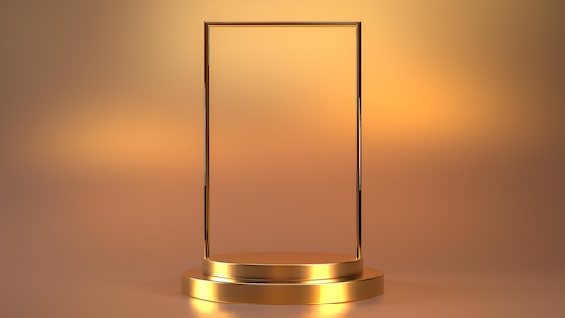 Gold podium for product display 3d rendering