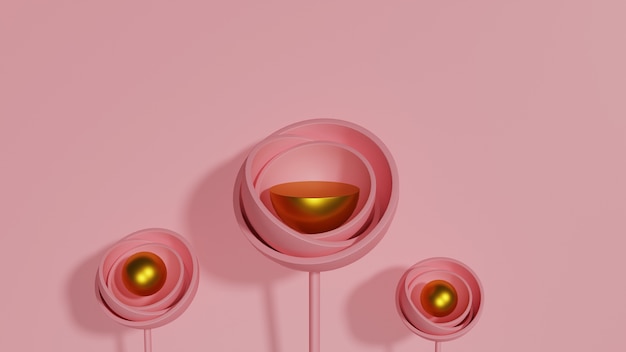 Gold podium with abstract pink background