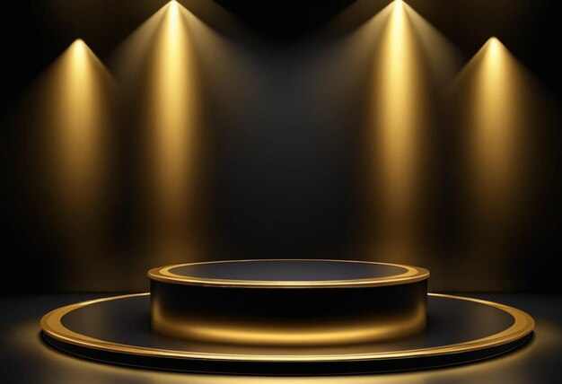 Photo a gold podium with golden background 3d luxury podium