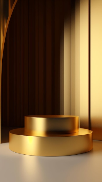 A gold podium with a white circle on the bottom.