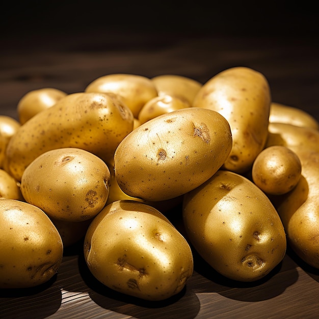 Gold Potatoes without Reflection on White