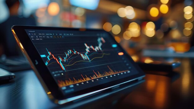 Premium Photo  Gold price chart on a tablet screen highlighting 