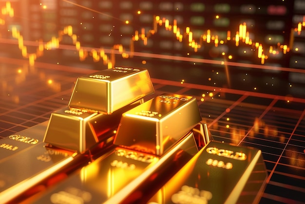 Gold prijs stijgende goud investering of goud prijs groei concept goud prijs stijgende pijl grafiek