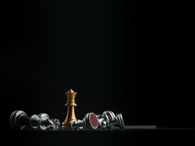 Premium Photo  The gold queen chess piece standing with falling