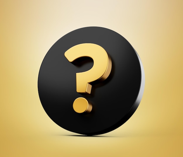 Gold question mark bubble icon sign 3d illustration