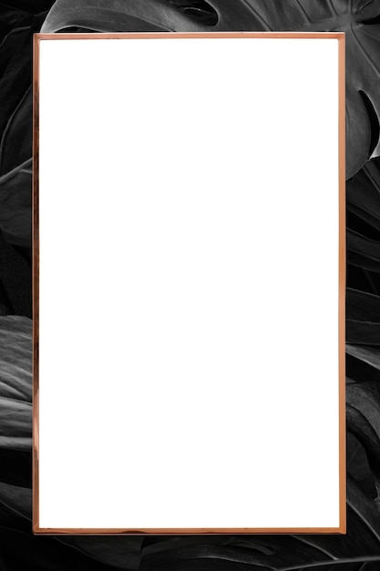 gold rectangle monstera frame png