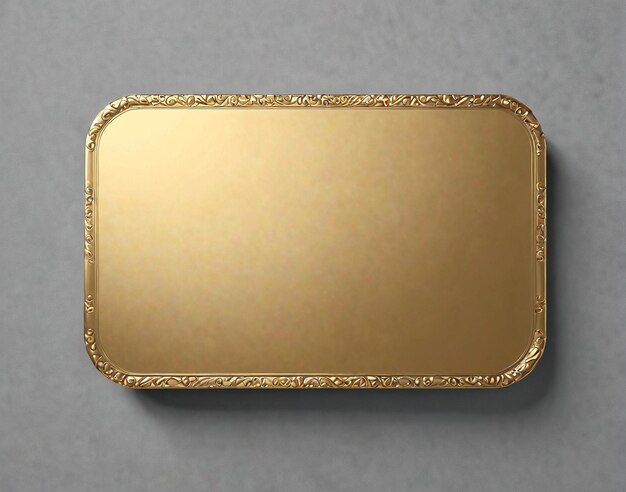 Photo a gold rectangular frame on a gray background