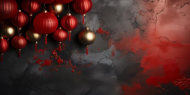 gold and red lantern chinese new year