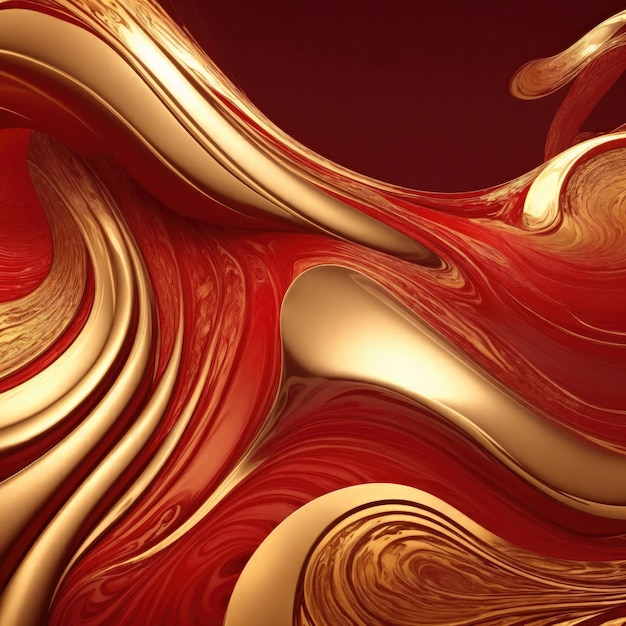 Photo gold and red waves abstract luxury background