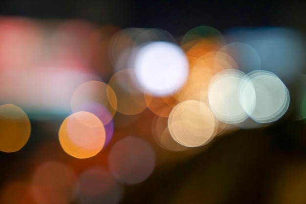 Gold red white gray etc blurry bokeh light in the expressway view Bangkok cityscape for background