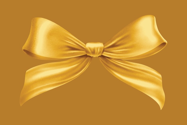 A gold ribbon bow with a bow on it