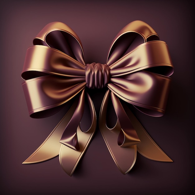 A gold ribbon is tied to a brown bow.