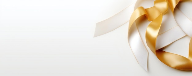 Photo a gold ribbon is on a white background