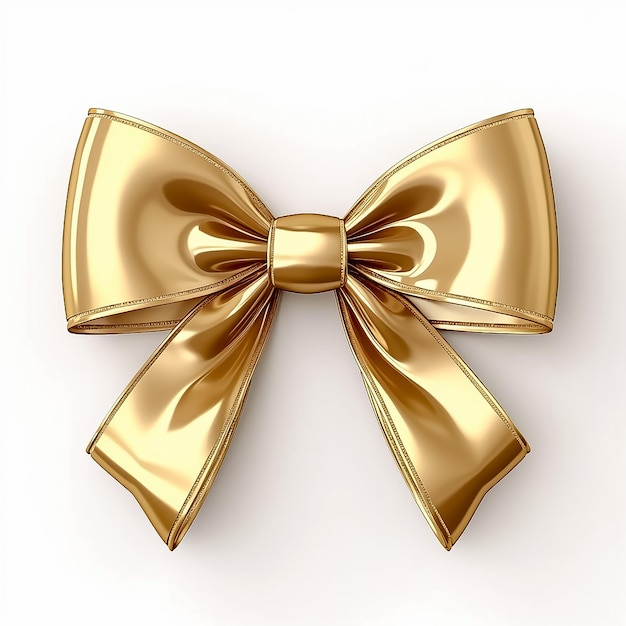 Gold ribbon with bow on empty space for product Ai generated