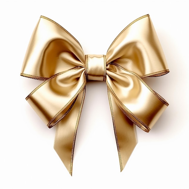 Gold ribbon with bow on empty space for product Ai generated
