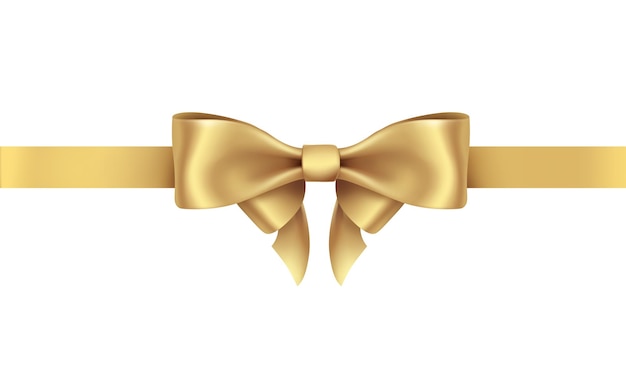 Gold ribbon with a bow on a white background