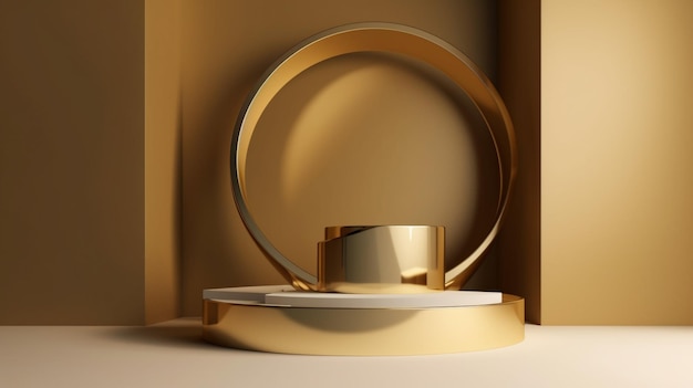 A gold ring on a table with a white ring on it