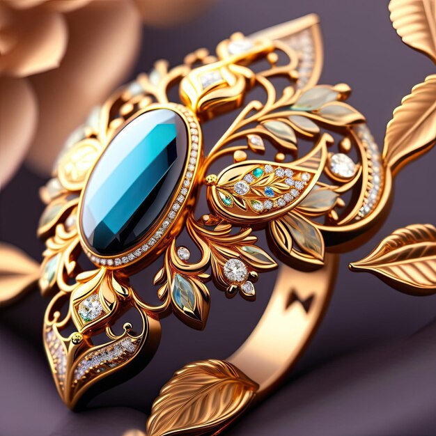 1 Gram Gold Forming Blue Stone With Diamond Fashionable Design Ring - Style  A774 – Soni Fashion®