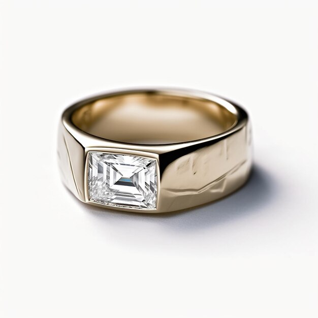 Photo a gold ring with a diamond on it