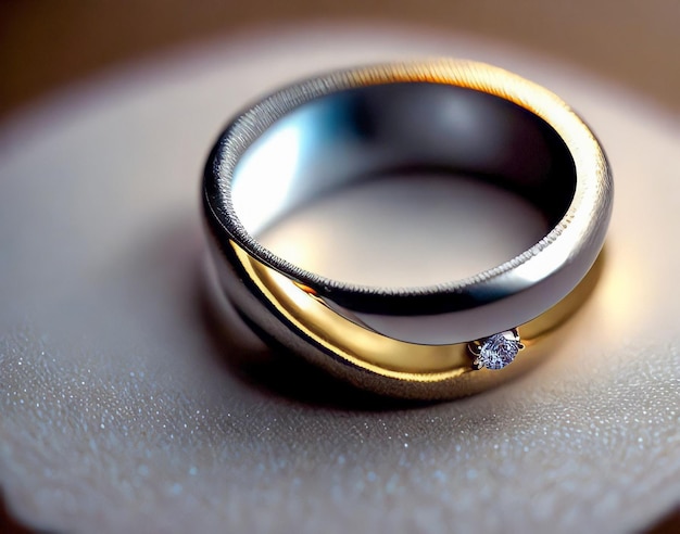 Photo a gold ring with a diamond on it