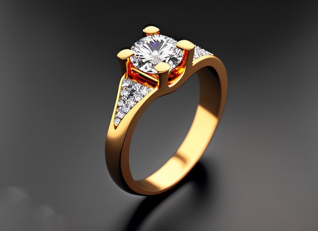 A gold ring with a diamond on it