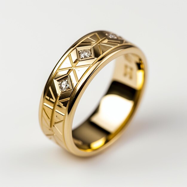 a gold ring with diamonds on it and a diamond on the bottom.