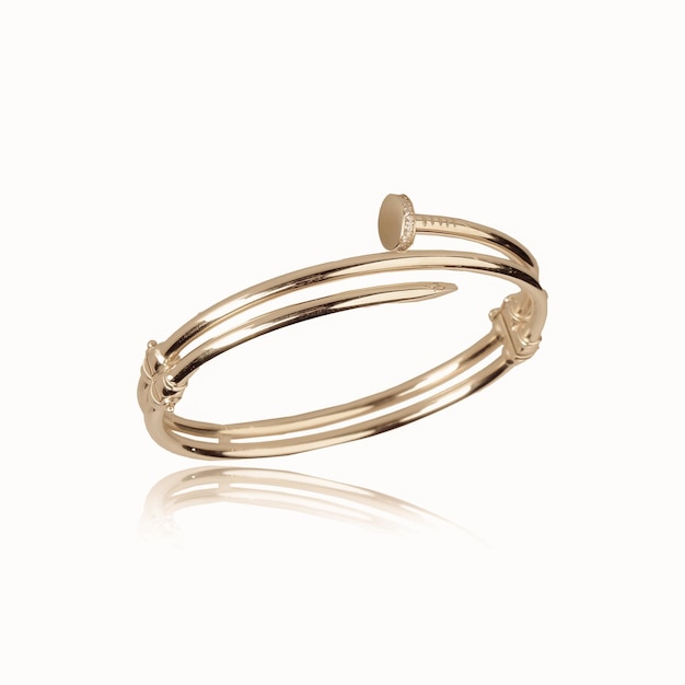 A gold ring with diamonds on the side.