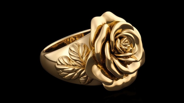 A gold ring with a flower on it