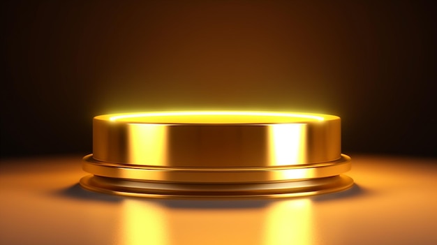 A gold ring with a gold ring on a dark background.