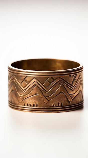 a gold ring with a mountain on the top